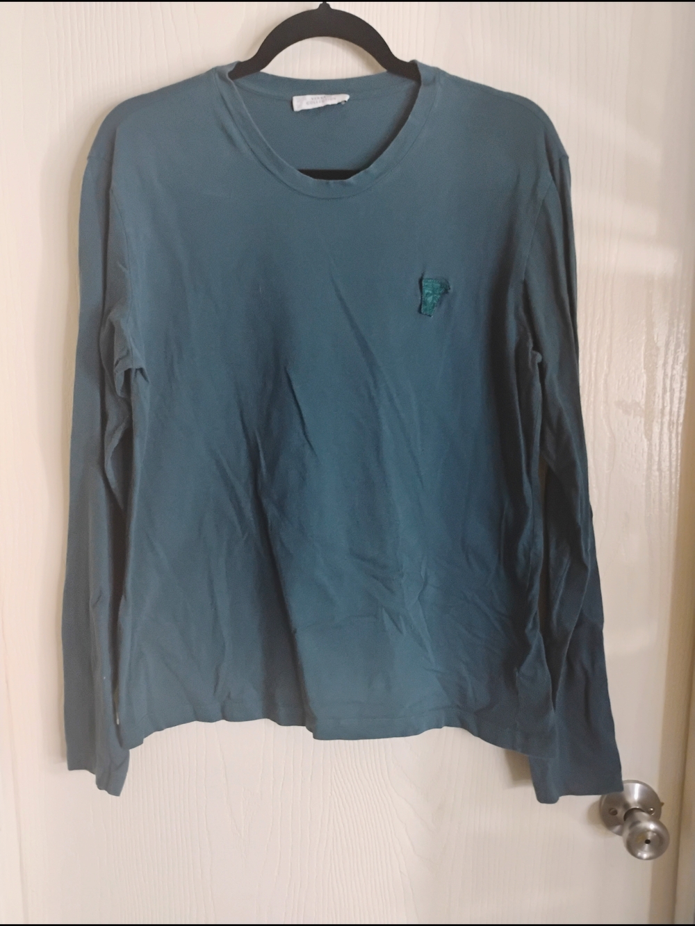 Versace Men's Long Sleeve Crewneck Shirt - Teal Green